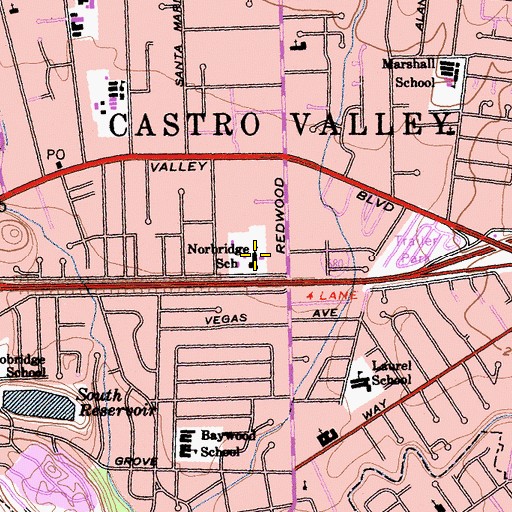Topographic Map of Norbridge School, CA