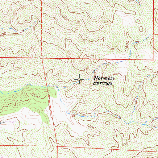 Topographic Map of Norman Springs, CA