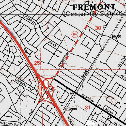 Topographic Map of Fremont Christian School, CA