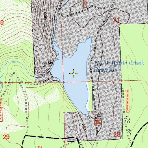 Topographic Map of North Battle Creek Reservoir, CA