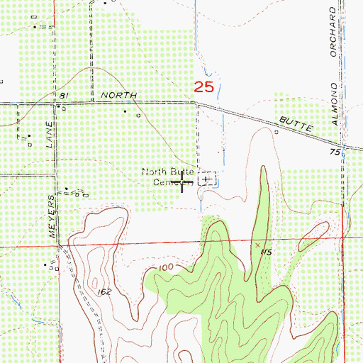 Topographic Map of North Butte Cemetery, CA