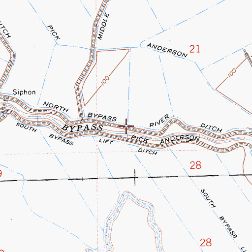 Topographic Map of North Bypass Ditch, CA