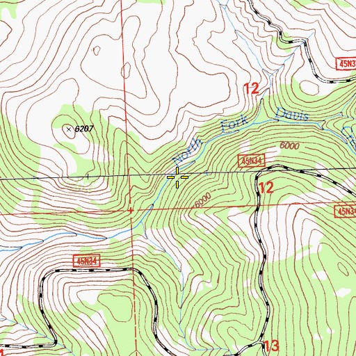Topographic Map of North Fork Davis Creek, CA