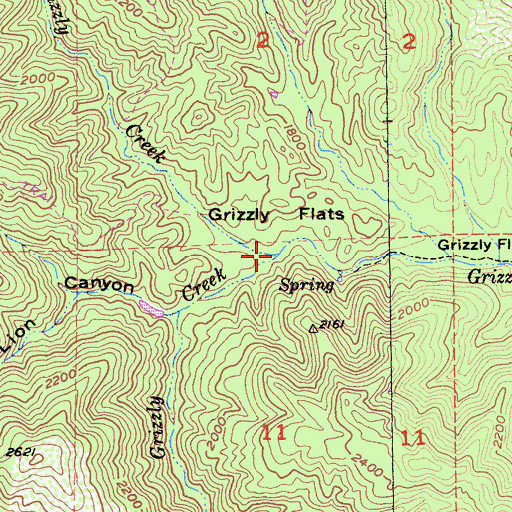 Topographic Map of North Fork Grizzly Creek, CA