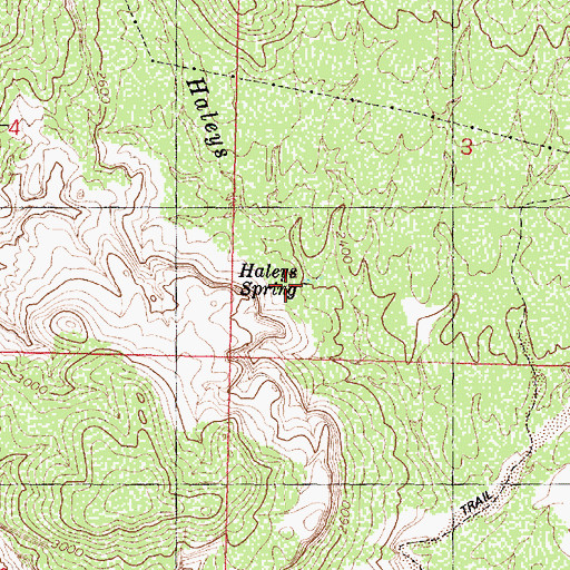 Topographic Map of Haleys Spring, AZ
