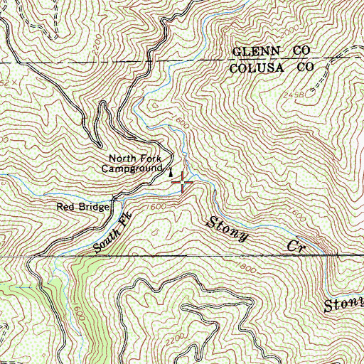 Topographic Map of North Fork Stony Creek, CA