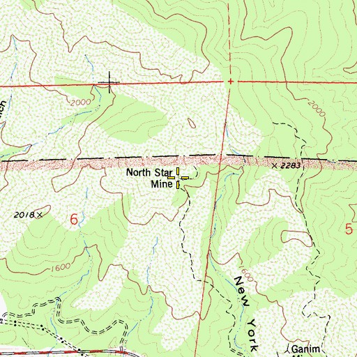 Topographic Map of North Star Mine, CA