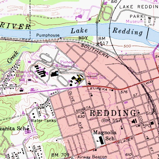 Topographic Map of Nova High School (historical), CA