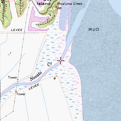 Topographic Map of Novato Creek, CA