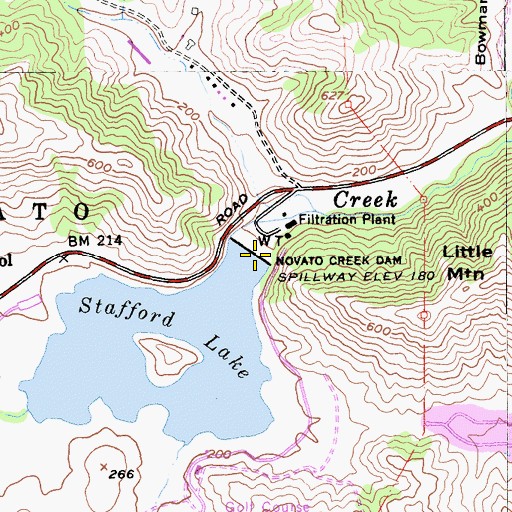 Topographic Map of Novato Creek Dam, CA