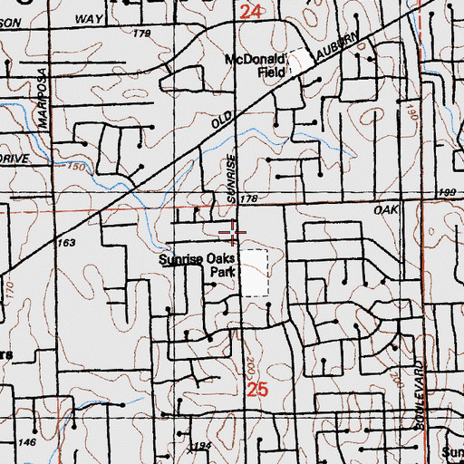 Topographic Map of Sunrise Elementary School (historical), CA
