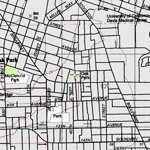 Topographic Map of Oak Park, CA