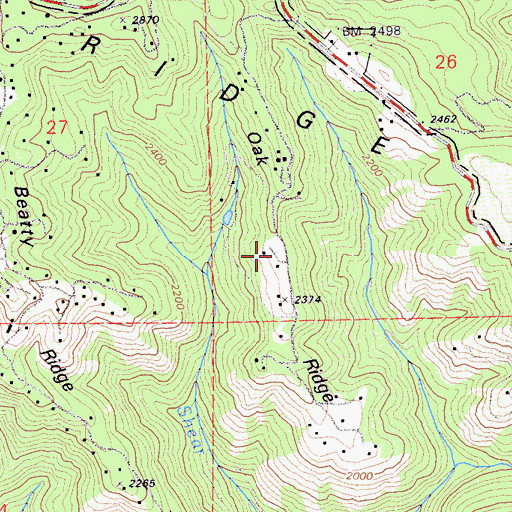 Topographic Map of Oak Ridge, CA