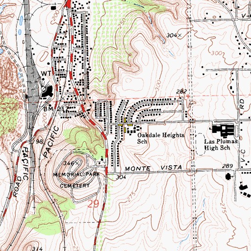Topographic Map of Oakdale Heights Elementary School, CA