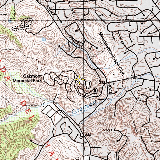 Topographic Map of Oakmont Memorial Park, CA