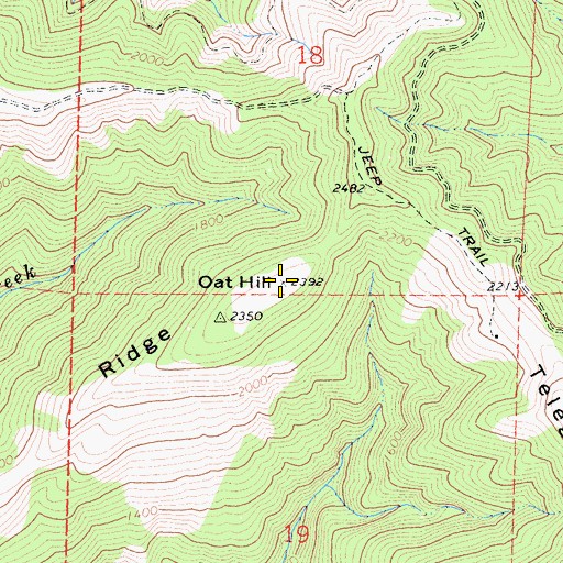 Topographic Map of Oat Hill, CA