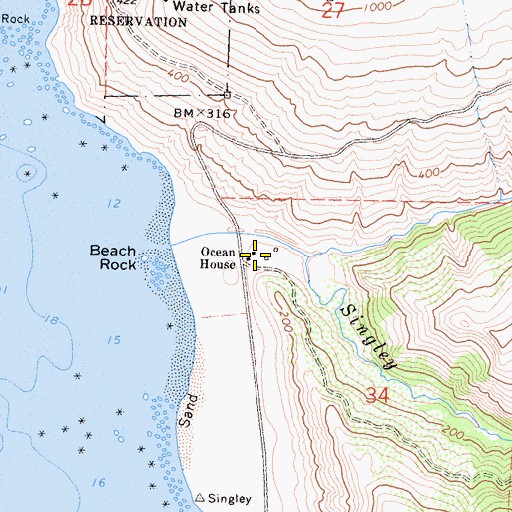 Topographic Map of Ocean House, CA