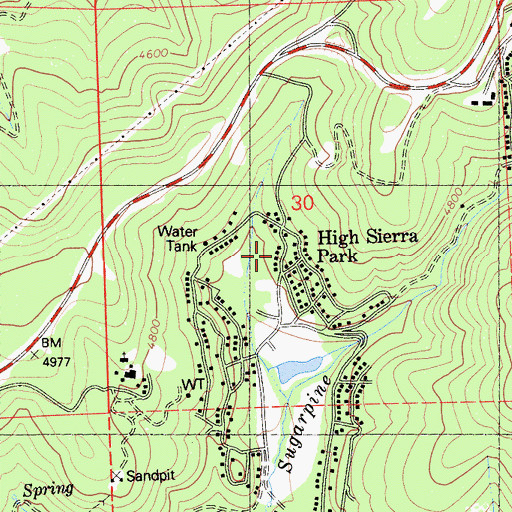 Topographic Map of Odd Fellows High Sierra Park, CA
