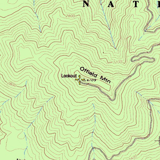 Topographic Map of Offield Mountain, CA
