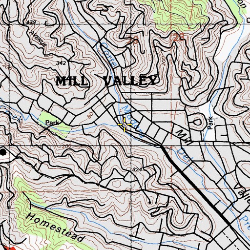 Topographic Map of Old Mill Creek, CA