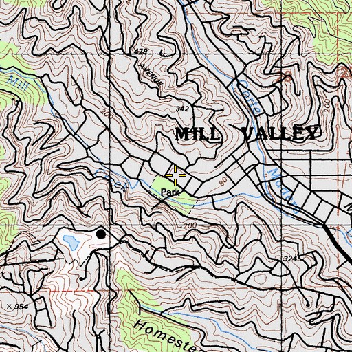 Topographic Map of Old Mill Elementary School, CA