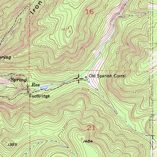 Topographic Map of Old Spanish Corral, CA