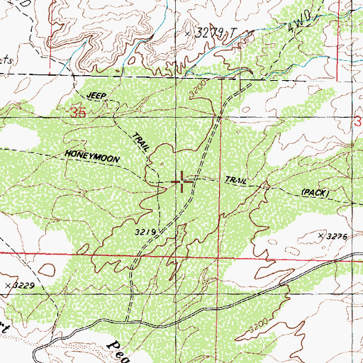 Topographic Map of Honeymoon Pack Trail, AZ