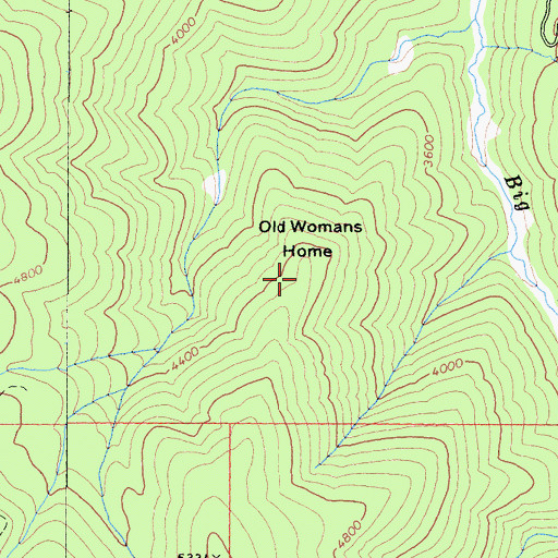 Topographic Map of Old Womans Home, CA