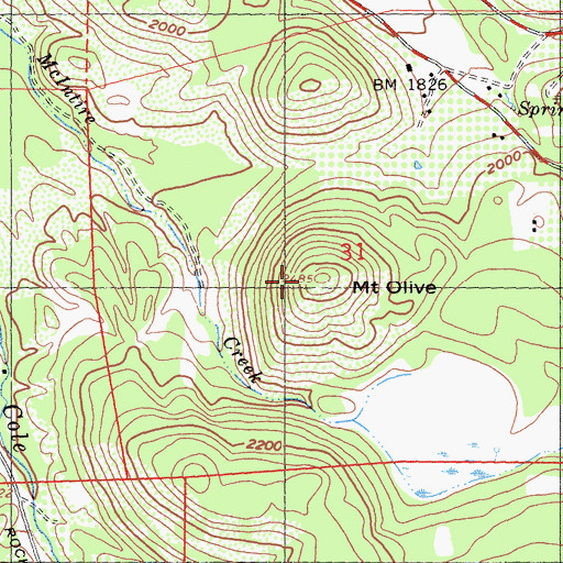 Topographic Map of Mount Olive, CA