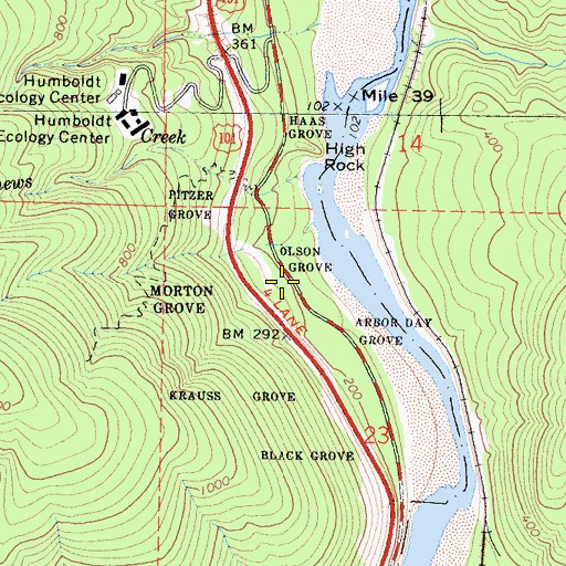 Topographic Map of Olson Grove, CA