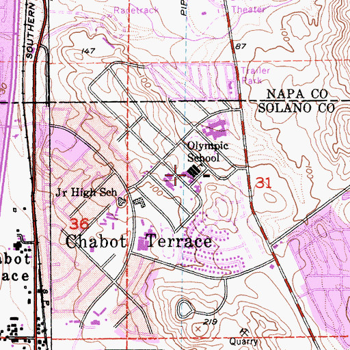 Topographic Map of Olympic School, CA