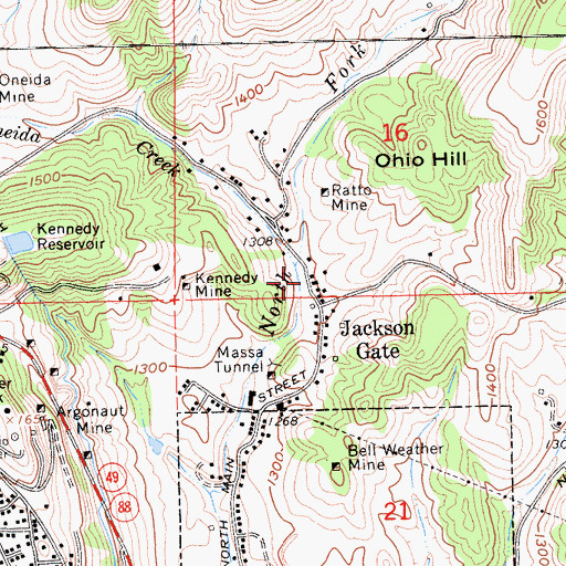 Topographic Map of Oneida Creek, CA