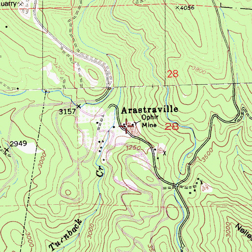 Topographic Map of Ophir Mine, CA