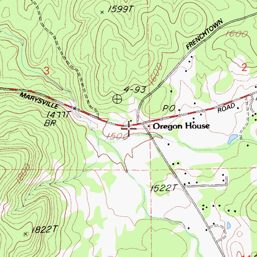 Topographic Map of Oregon House, CA
