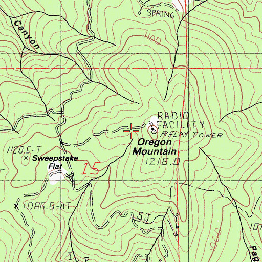 Topographic Map of Oregon Mountain, CA