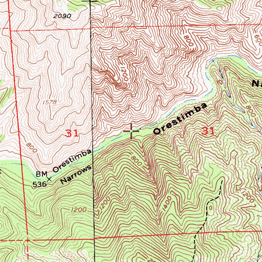 Topographic Map of Orestimba Narrows, CA
