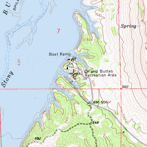 Topographic Map of Orland Buttes Recreation Area, CA