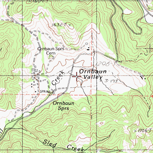 Topographic Map of Ornbaun Valley, CA