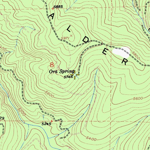 Topographic Map of Ora Spring, CA