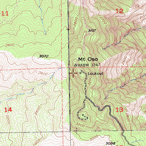 Topographic Map of Mount Oso, CA