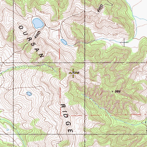 Topographic Map of Oursan Ridge, CA