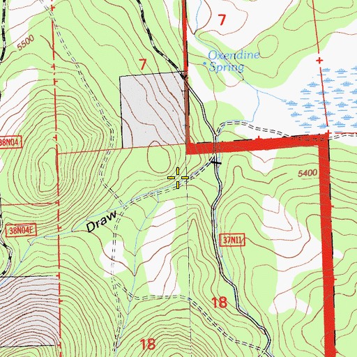 Topographic Map of Oxendine Draw, CA