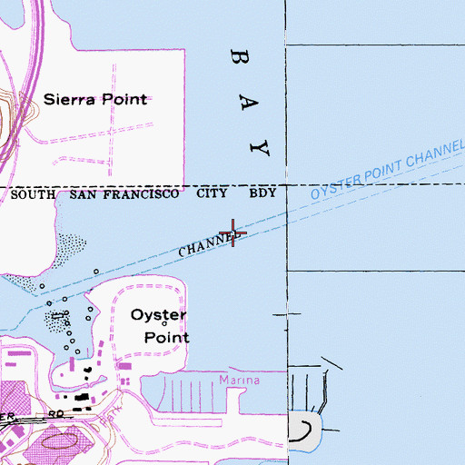 Topographic Map of Oyster Point Channel, CA