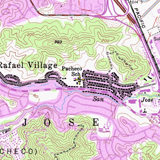Topographic Map of Pacheco School, CA