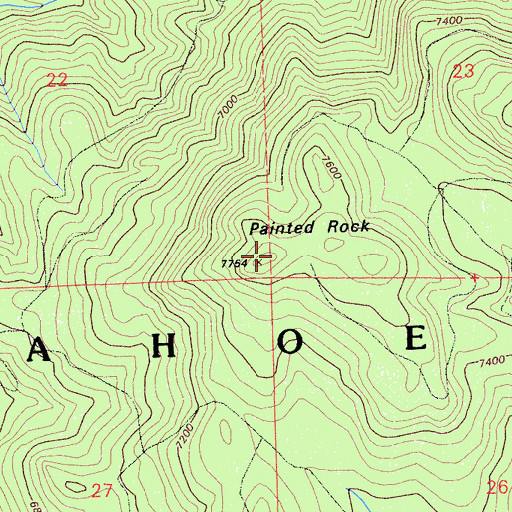 Topographic Map of Painted Rock, CA