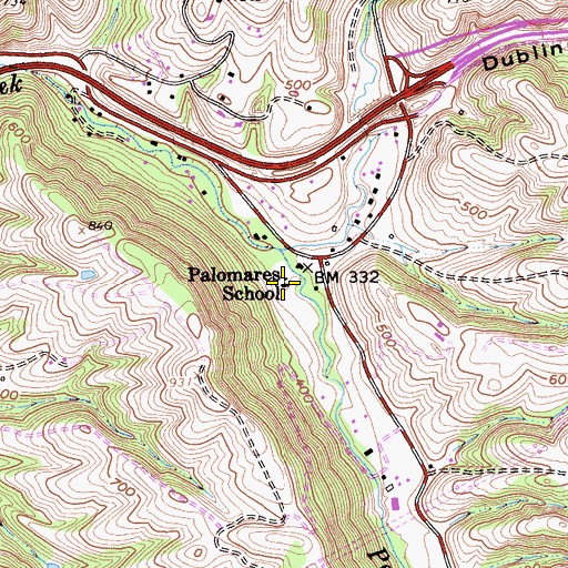Topographic Map of Palomares Elementary School, CA