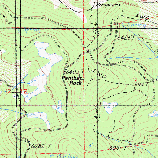 Topographic Map of Panther Rock, CA