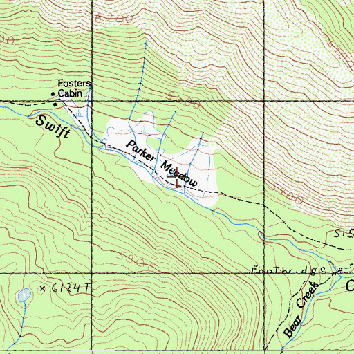 Topographic Map of Parker Meadow, CA
