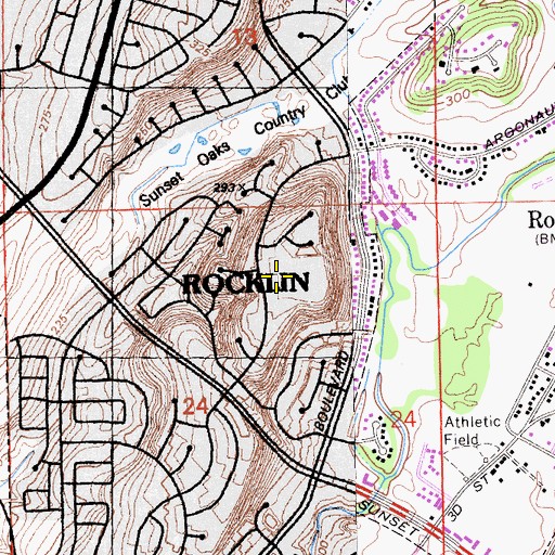 Topographic Map of Parker Whitney Elementary School, CA