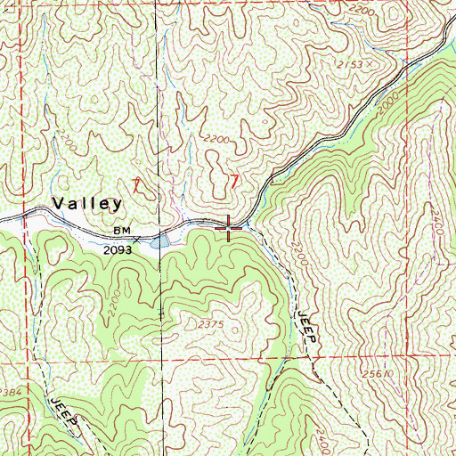 Topographic Map of Parks Valley, CA